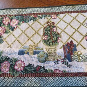 Vintage Fitz and Floyd Christmas Tapestry Table Runner Size 67" X 12 3/4"